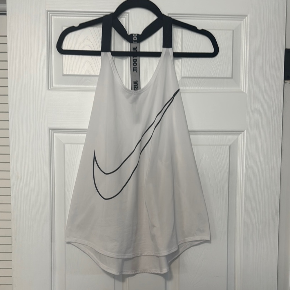 Nike Women's White and Black Tank Top